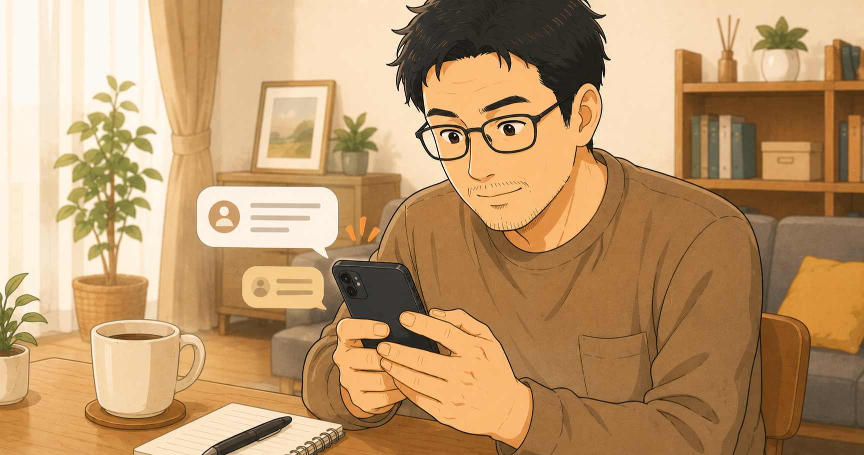スマホでAIチャットに相談しながらahamoへ乗り換え作業をする様子