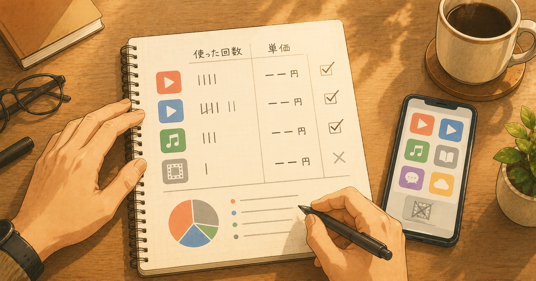 使った回数と単価を書き出したサブスク見直しメモ