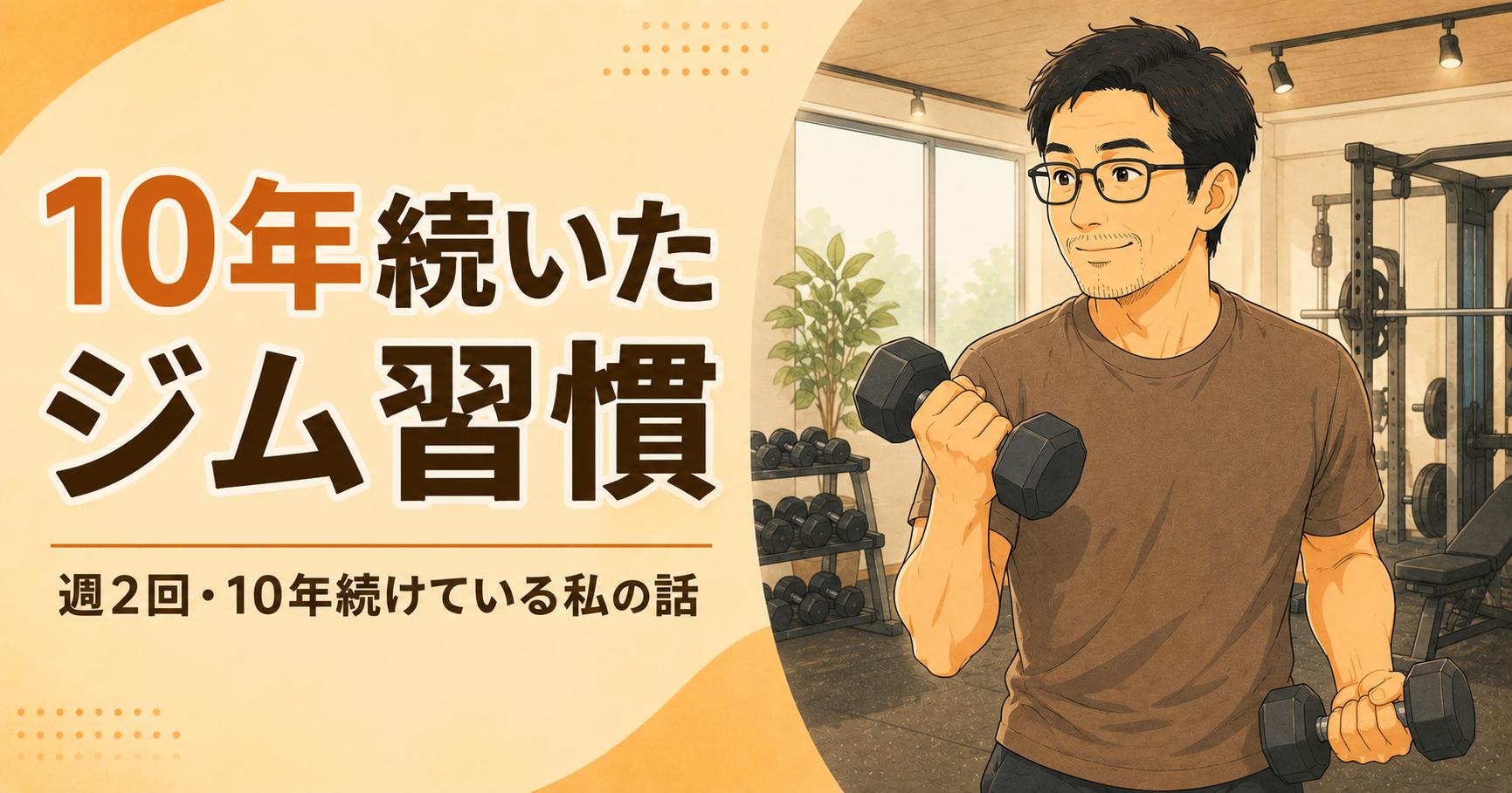 10年ジムに通い続けている40代男性のイメージ